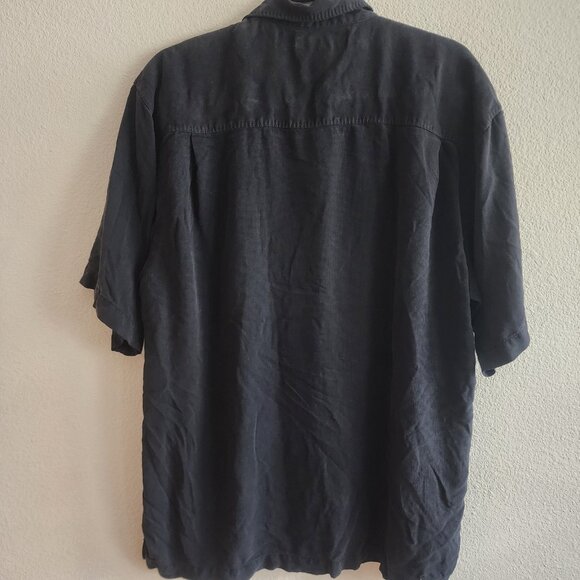 Tommy Bahama Mens Hawaiian Button Down Shirt Short Sleeve Silk Black Size XXL - Picture 2 of 8